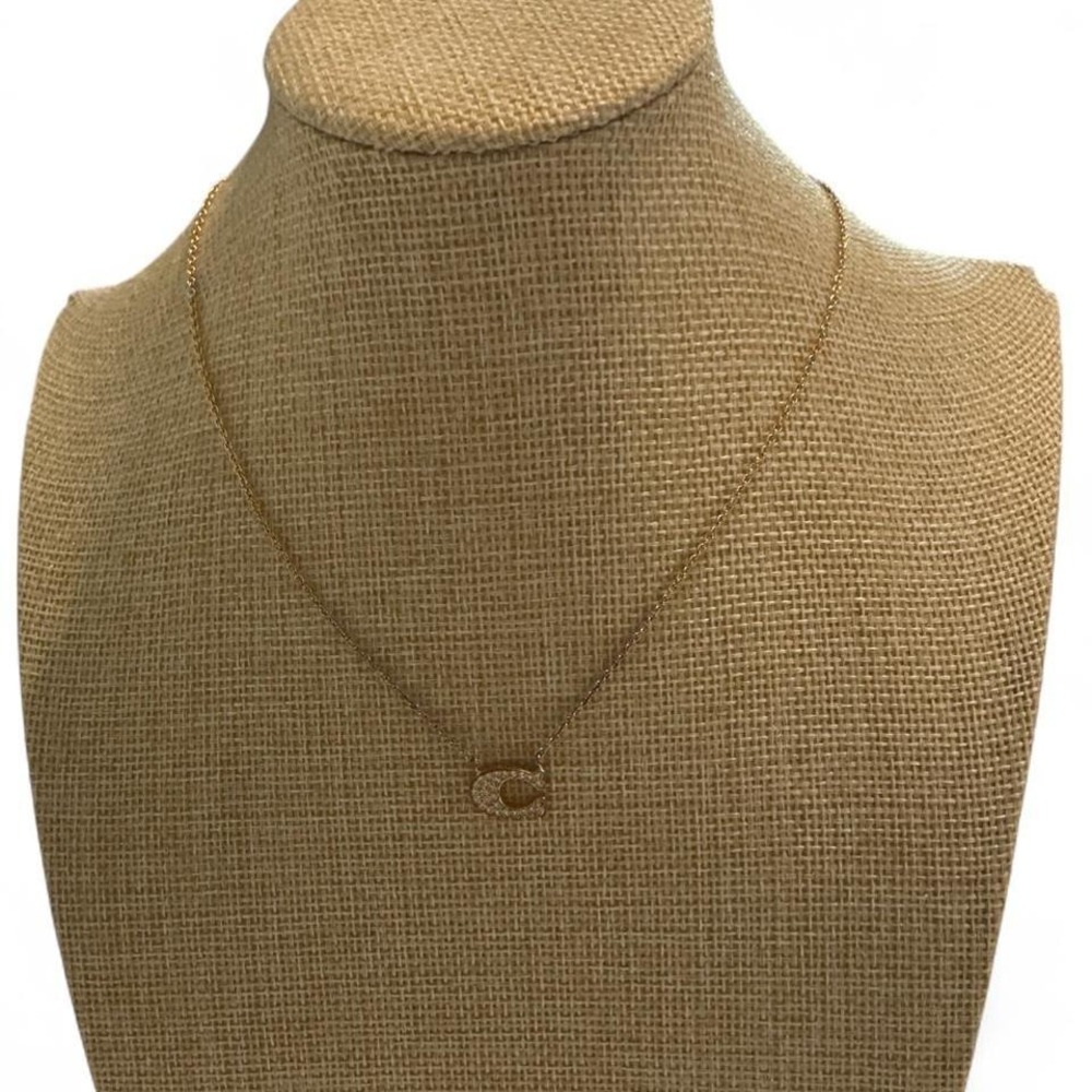Coach Signature C Crystal Pendant Necklace Women OS Gold tone Pavé Logo